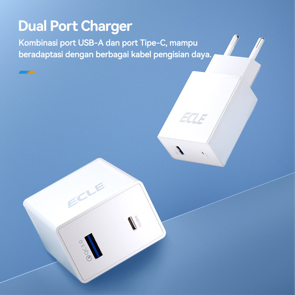 ECLE Charger Adaptor F2 - USB + Type-C Adaptor