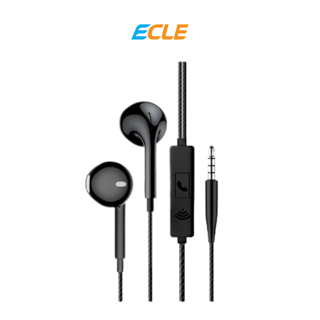 ECLE Wired Earphone Classic Black & White
