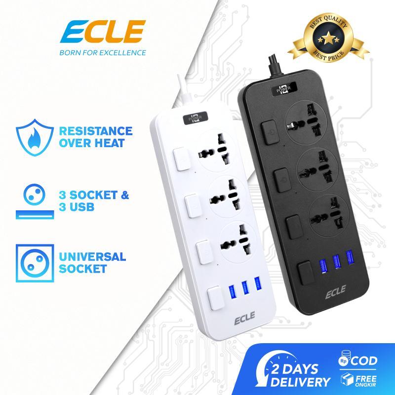 ECLE Power Socket - 3 Power Socket + 3 USB Charging Port